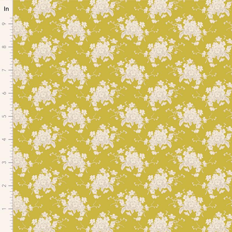 White Flower Sour Yellow || Sunday Brunch - Grey/Yellow || Tilda Fabric