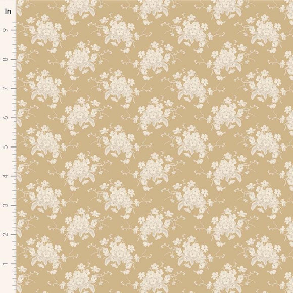 White Flower Sand || Sunday Brunch - Blue/Sand || Tilda Fabric