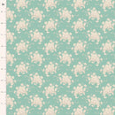 White Flower Teal || Sunday Brunch - Lime/Teal || Tilda Fabric