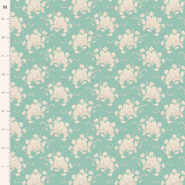 White Flower Teal || Sunday Brunch - Lime/Teal || Tilda Fabric