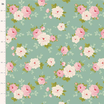 Pernille Teal || Sunday Brunch - Lime/Teal || Tilda Fabric
