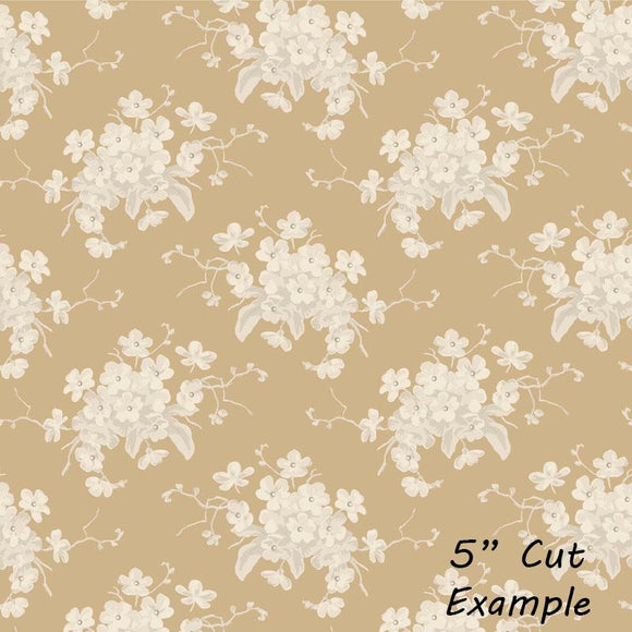 White Flower Sand || Sunday Brunch - Blue/Sand || Tilda Fabric