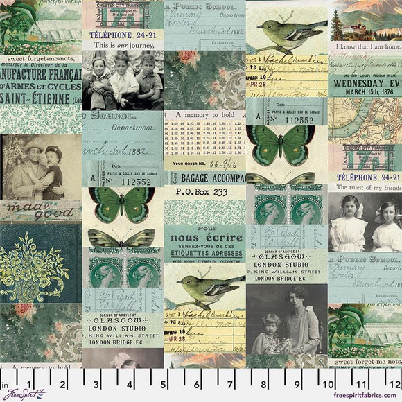 Tim Holtz Palette - Teal Collage || Teal Collection || Free Spirit Fabrics