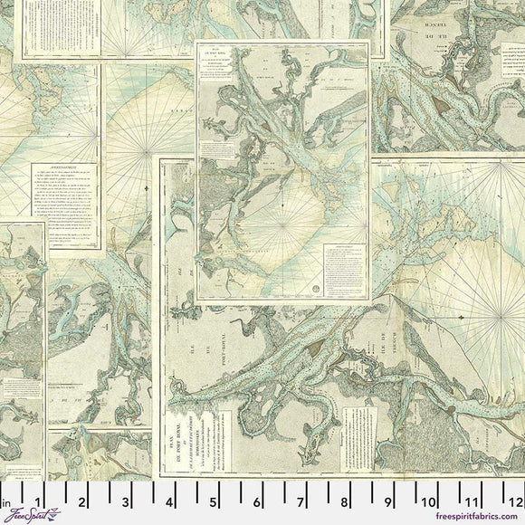 Tim Holtz Palette - Teal Map || Teal Collection || Free Spirit Fabrics
