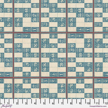 Blue Numbers – Tim Holtz Palette Monthly Collection | Free Spirit Fabric | Quilting Cotton by the Yard | Vintage Art Fabric in Blue