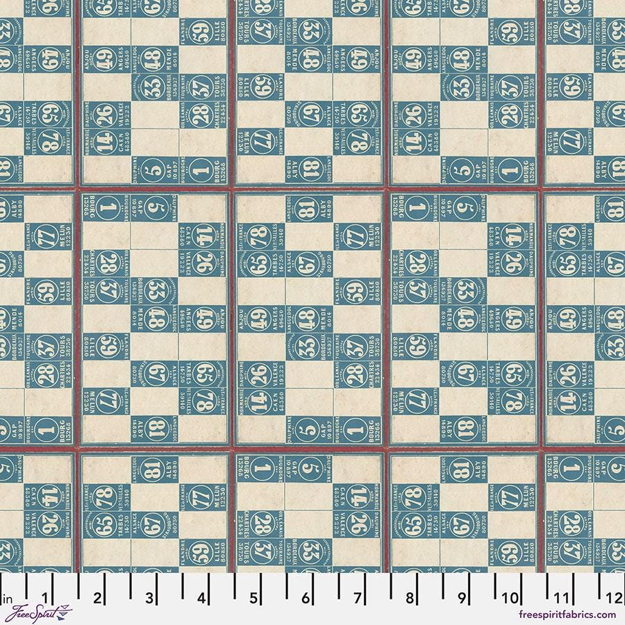 Blue Numbers – Tim Holtz Palette Monthly Collection | Free Spirit Fabric | Quilting Cotton by the Yard | Vintage Art Fabric in Blue