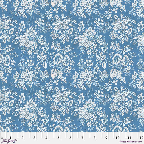 Blue Tapestry – Tim Holtz Palette Monthly Collection | Free Spirit Fabric | Quilting Cotton by the Yard | Vintage Art Fabric in Blue