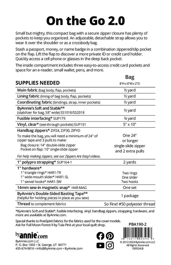 On The Go 2.0 || ByAnnie Bag Pattern with Add-On Video