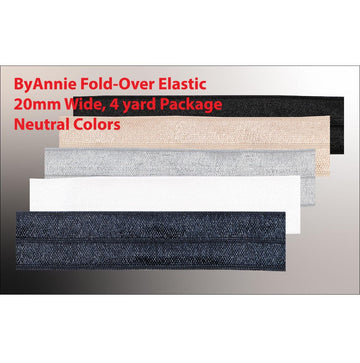 ByAnnie Fold-Over Elastic, 20mm Wide, 2 Yard Package || Neutrals