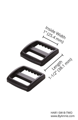 ByAnnie Slider - 1" - Black Plastic (Long) - Set of Two
