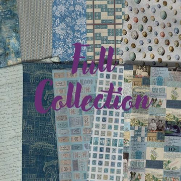 Blue Tickets – Tim Holtz Palette Monthly Collection | Free Spirit Fabric | Quilting Cotton by the Yard | Vintage Art Fabric in Blue