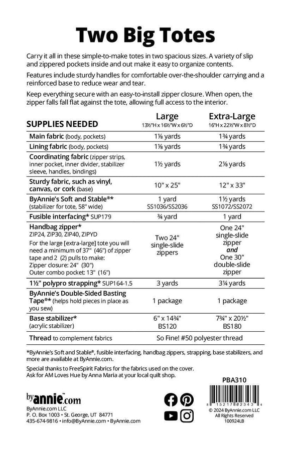 Two Big Totes || ByAnnie Bag Pattern with Add-On Video