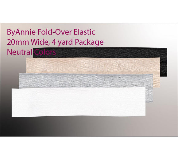 ByAnnie Fold-Over Elastic, 20mm Wide, 2 Yard Package || Neutrals