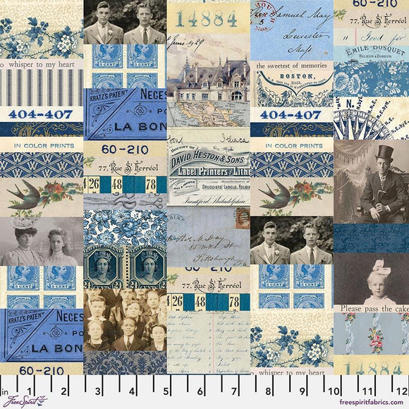 Tim Holtz Palette - Indigo Collage || Indigo Collection || Free Spirit Fabrics