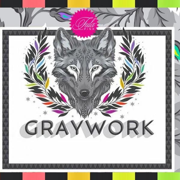 Wolf of Pink Street - Carbon - Tula Pink Graywork Collection from Free Spirit Fabrics