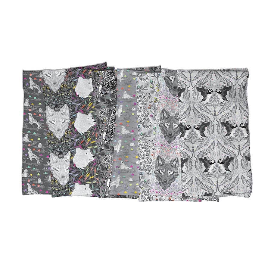 Wolf of Pink Street - Carbon - Tula Pink Graywork Collection from Free Spirit Fabrics