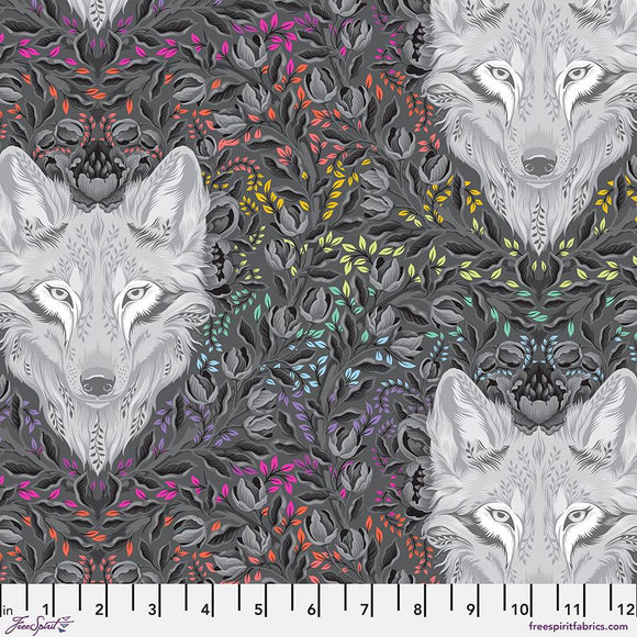 Wolf of Pink Street - Carbon - Tula Pink Graywork Collection from Free Spirit Fabrics