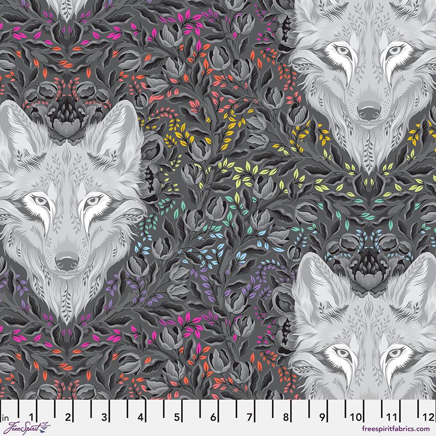 Wolf of Pink Street - Carbon - Tula Pink Graywork Collection from Free Spirit Fabrics