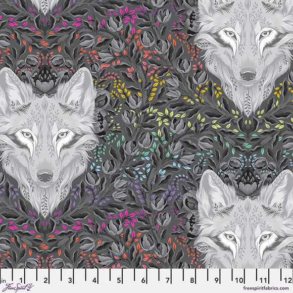 Wolf of Pink Street - Carbon - Tula Pink Graywork Collection from Free Spirit Fabrics