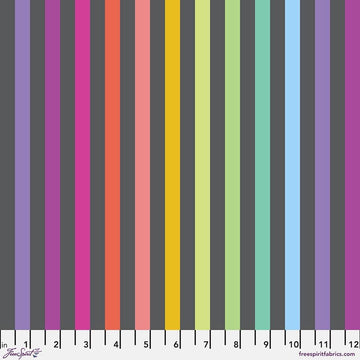 Disco Stripe - Carbon || True Colors Graywork || - Tula Pink || Quilting Cotton