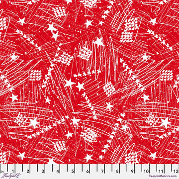 Stars in the Sky LG - Red - Patriotic Americana Fabric FreeSpirit Patriotic Quilting Cotton