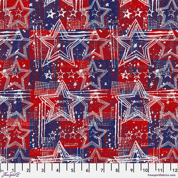 Spangled Stars - Patriotic Americana Fabric FreeSpirit Patriotic Quilting Cotton Red White Blue