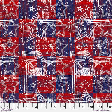 Spangled Stars - Patriotic Americana Fabric FreeSpirit Patriotic Quilting Cotton Red White Blue