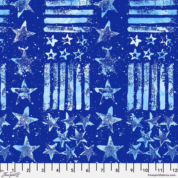 Stars and Stripes LG - Blue - Patriotic Americana Fabric FreeSpirit Patriotic Quilting Cotton