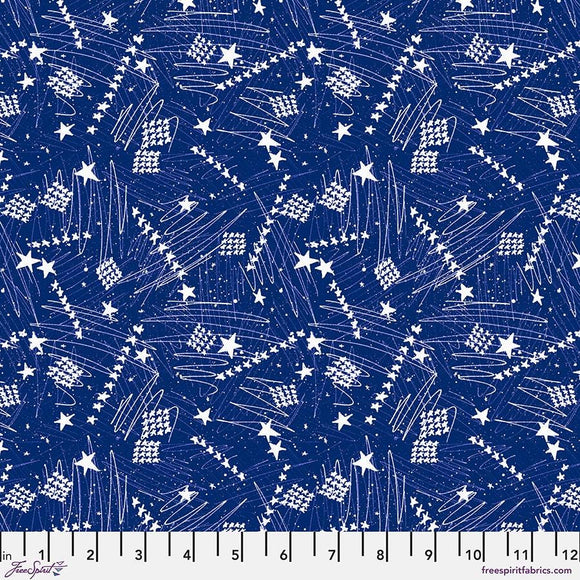Stars in the Sky SM - Blue Americana Fabric FreeSpirit Patriotic Quilting Cotton