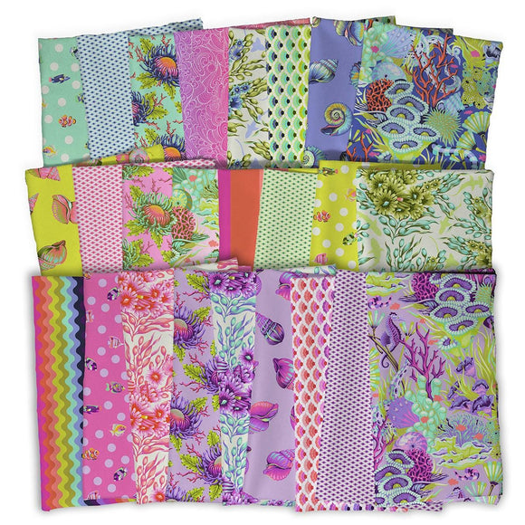 Riptide - Deep Dive || Tula Pink - Floral Reef II Quilting Cotton