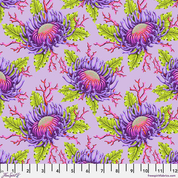 Friends & Anemones - Ultraviolet || Tula Pink - Floral Reef II Quilting Cotton