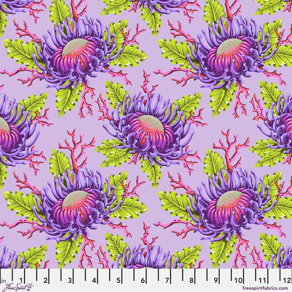 Friends & Anemones - Ultraviolet || Tula Pink - Floral Reef II Quilting Cotton