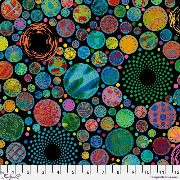 Circle Pop - Black || Wings of Wonder || Sue Penn || Free Spirit Fabrics