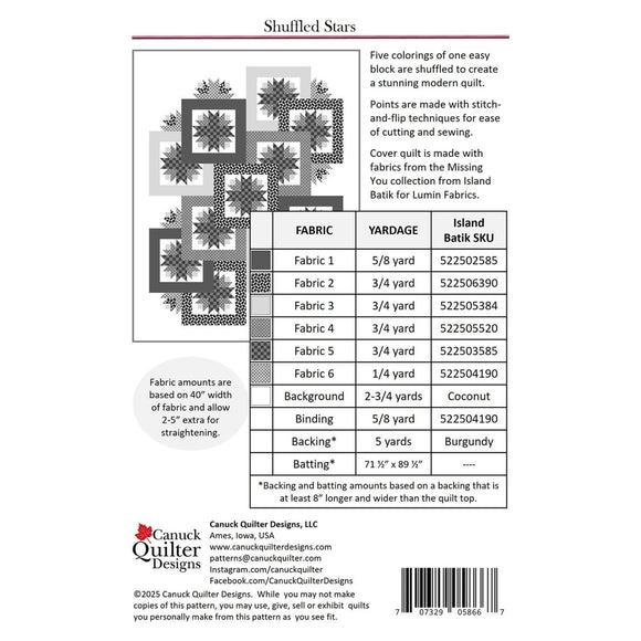 Shuffled Stars Quilt Pattern (Printed Pattern)
