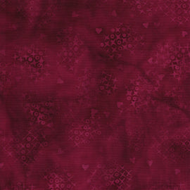Cross Stitch Hearts Red Burgundy || Missing You || Island Batik