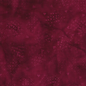 Cross Stitch Hearts Red Burgundy || Missing You || Island Batik