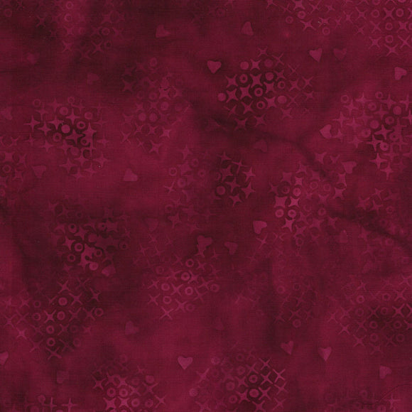 Cross Stitch Hearts Red Burgundy || Missing You || Island Batik