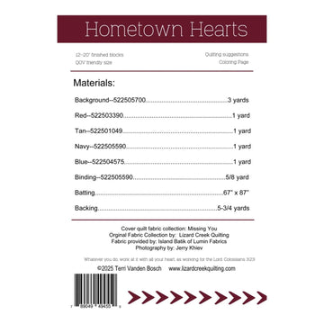Hometown Hearts Quilt Pattern (Printed Pattern)