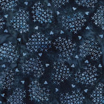 Cross Stitch Hearts Blue Navy || Missing You || Island Batik