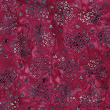 Cross Stitch Hearts Pink Pomegranate || Missing You || Island Batik