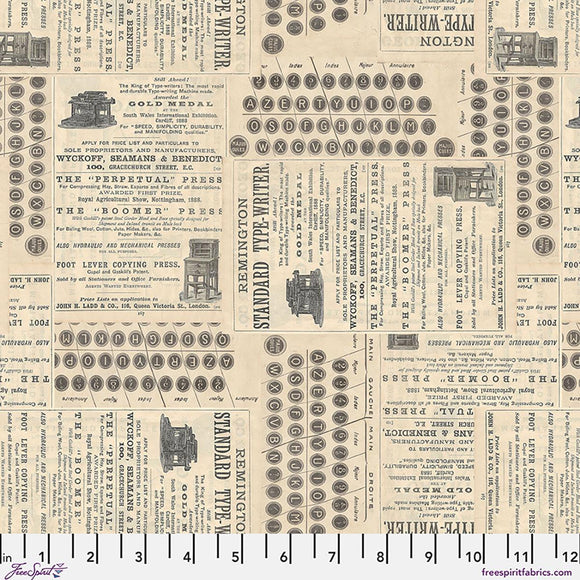 Neutral Typewriter Canvas - Neutral || Palette Canvas Cloth - Tim Holtz Palette Canvas Cloth from FreeSpirit Fabrics