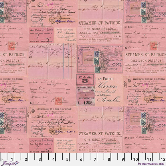 Pink Ephemera Canvas - Pink || Palette Canvas Cloth - Tim Holtz Palette Canvas Cloth from FreeSpirit Fabrics