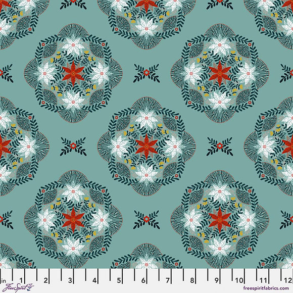 Flowers in the Thicket - Teal by Cori Dantini - Free Spirit Fabrics - Quilting Cotton