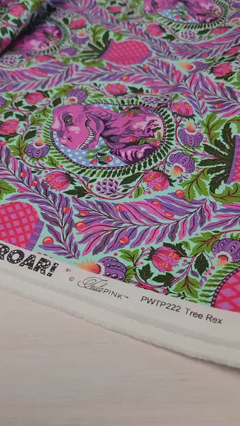 Tula Pink ROAR! || Tree Rex - Mist || Quilting Cotton