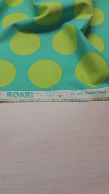 Tula Pink ROAR! || Dinosaur Eggs - Mint (2 1/4" wide "Eggs") || Quilting Cotton