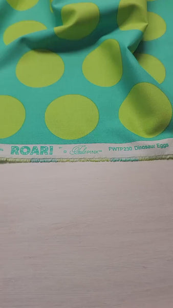 Tula Pink ROAR! || Dinosaur Eggs - Mint (2 1/4" wide "Eggs") || Quilting Cotton