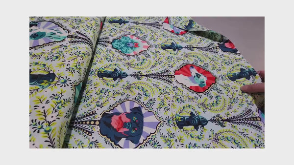 Tula Pink - Puppy Dog Eyes - Bluebell - Metalics Besties from Free Spirit Fabrics