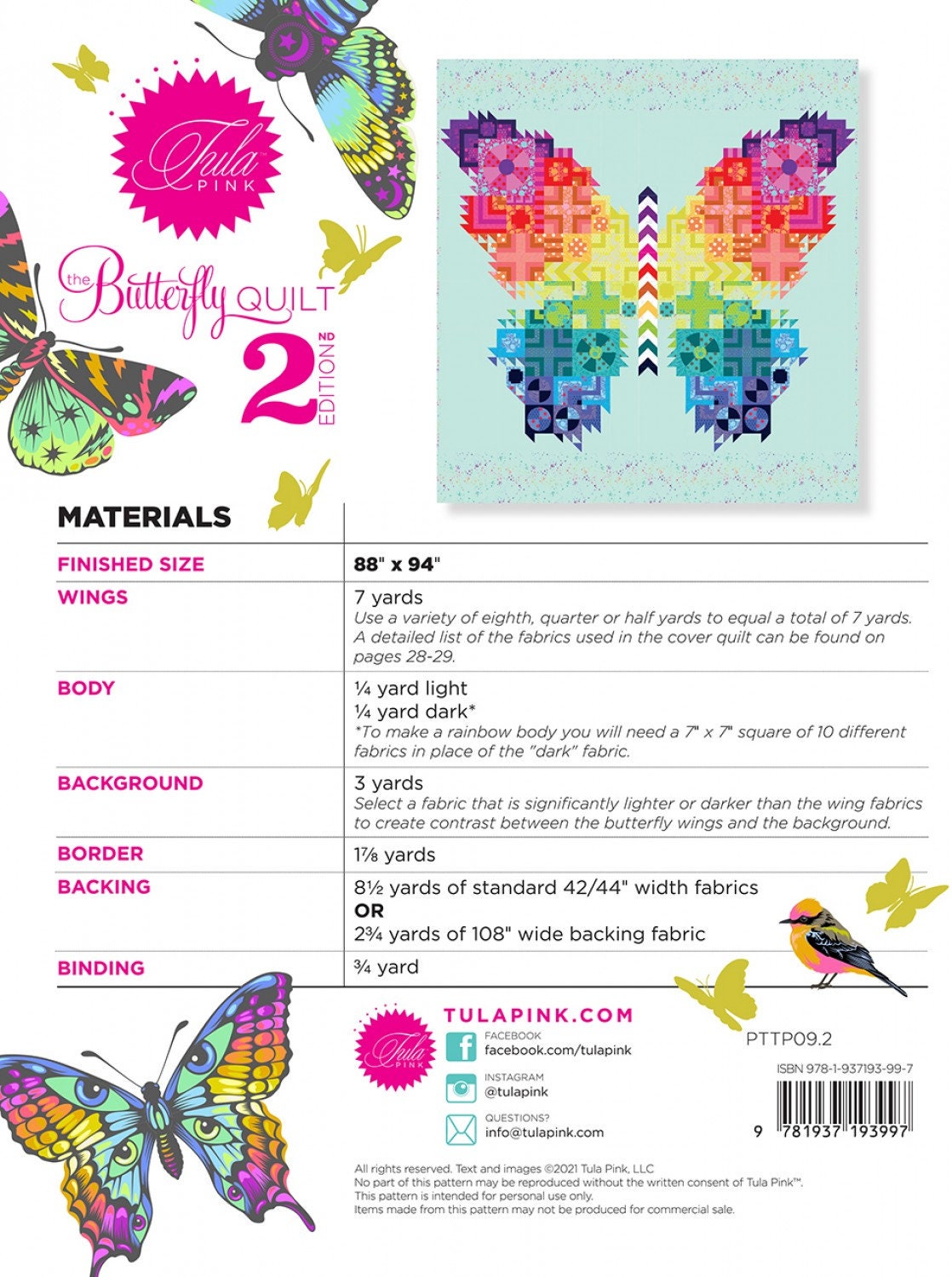 Tula Pink Butterfly Quilt 2.0 Fabric Pack
