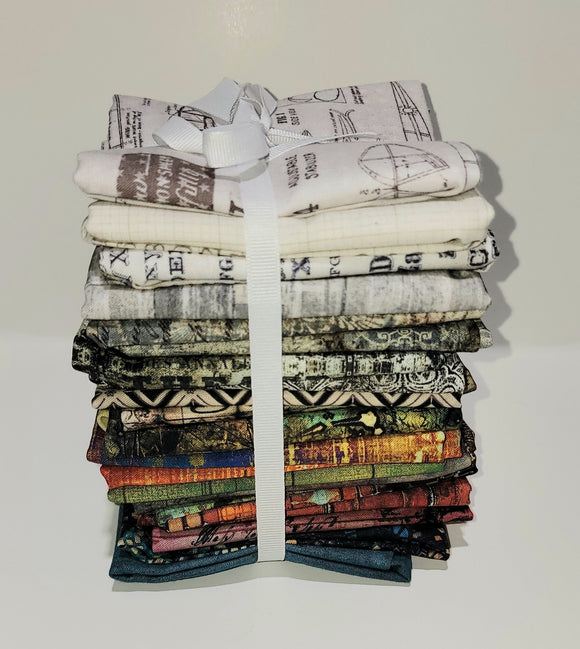 Tim Holtz || Multi-Collection - 21-piece Fat Quarter Bundle - Abandoned / Monochrome || Free Spirit