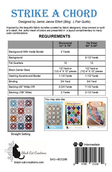 Strike a Chord || Quilt Pattern || Fat Quarter Friendly || On-Point